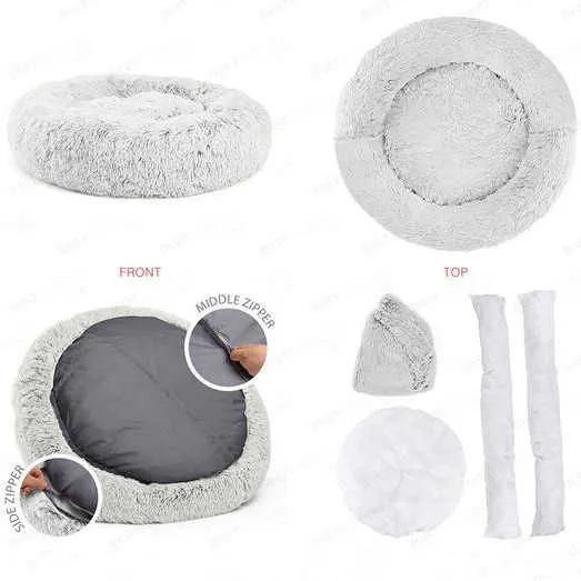 سرير الكلب فرو صناعي مهدئ صديق للبيئة XL . Eco-Friendly Soothing Faux Fur Dog Bed XL Removable