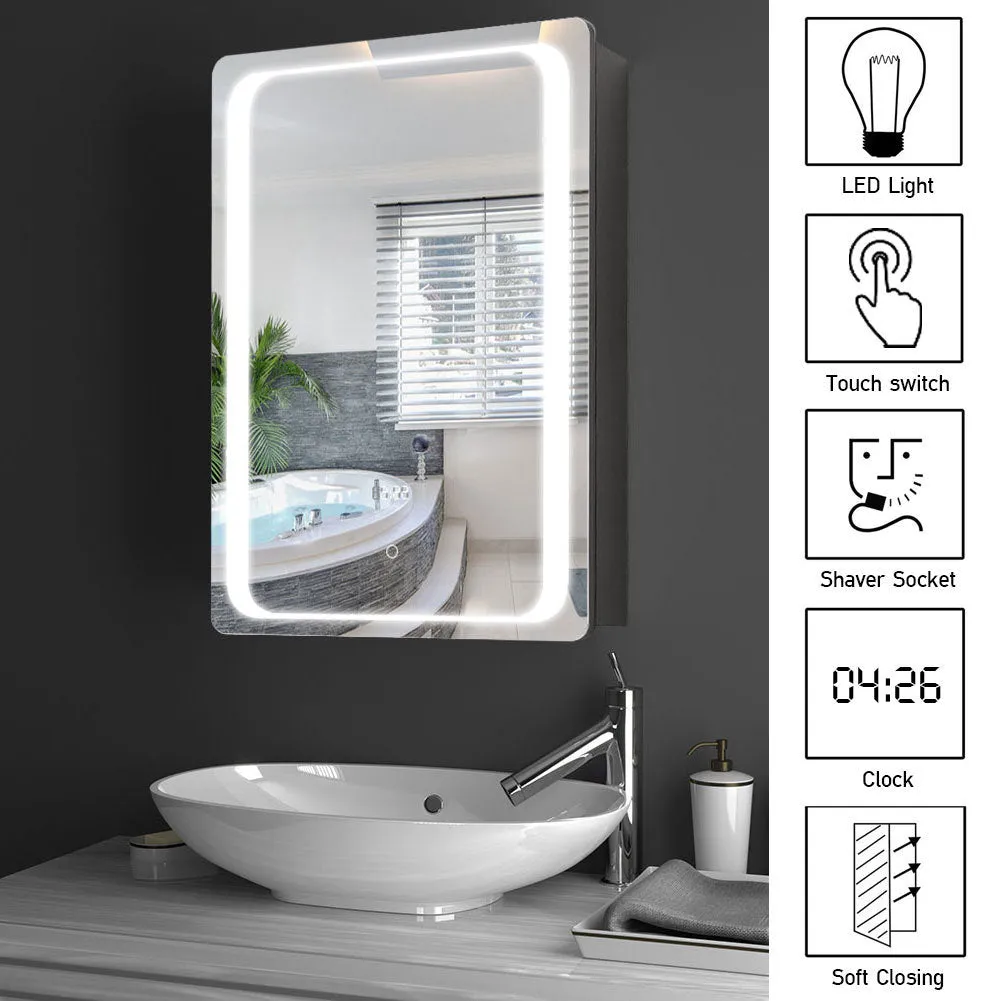 27x20inch LED Illuminated Mirror Cabinet with Sensor Switch