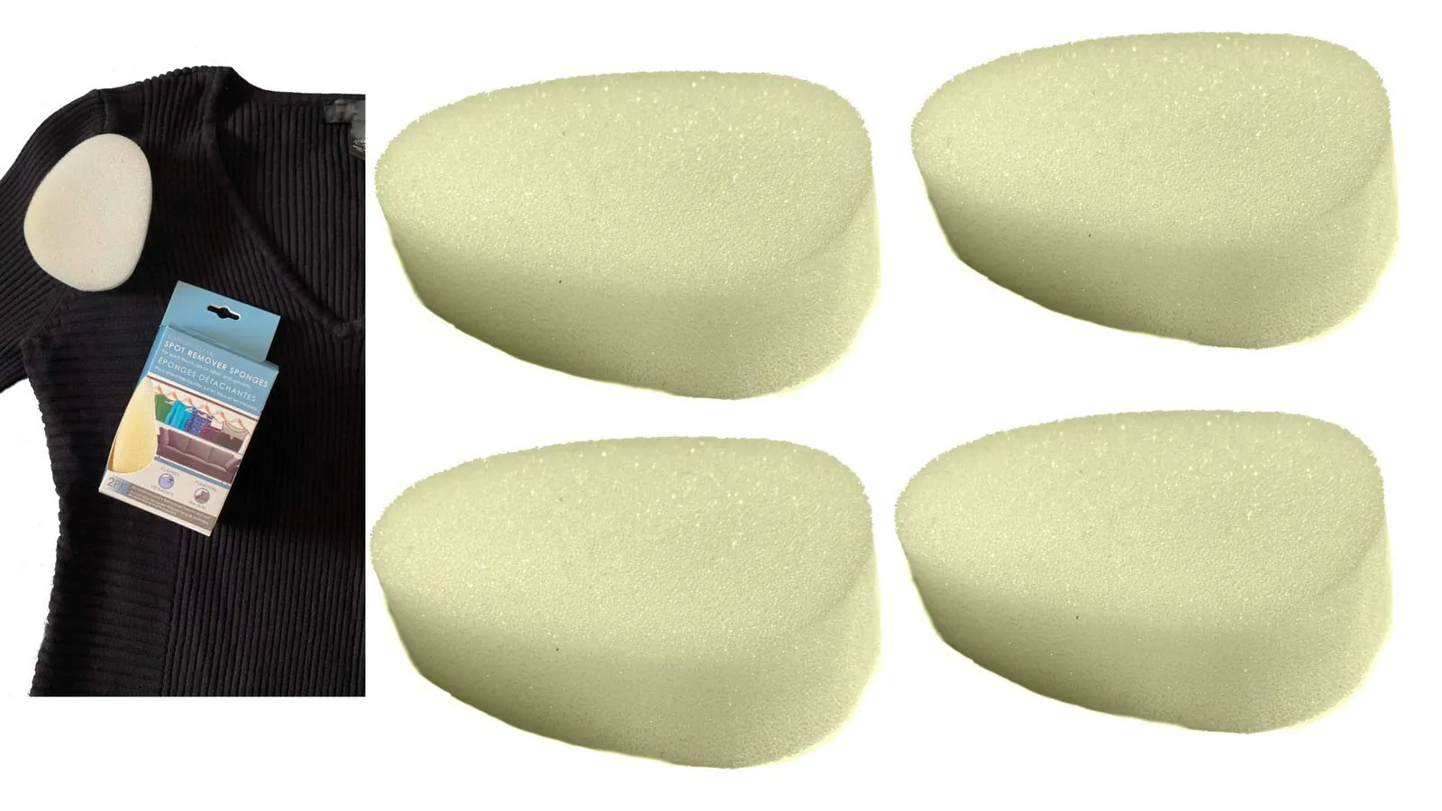4pc Deodorant Streak Removing Sponge - Men Women Unisex - Instant Deodorant Streaks Remover Sponge - Vacation Business Trip Gym Work Home Keeps Your clothing Clean