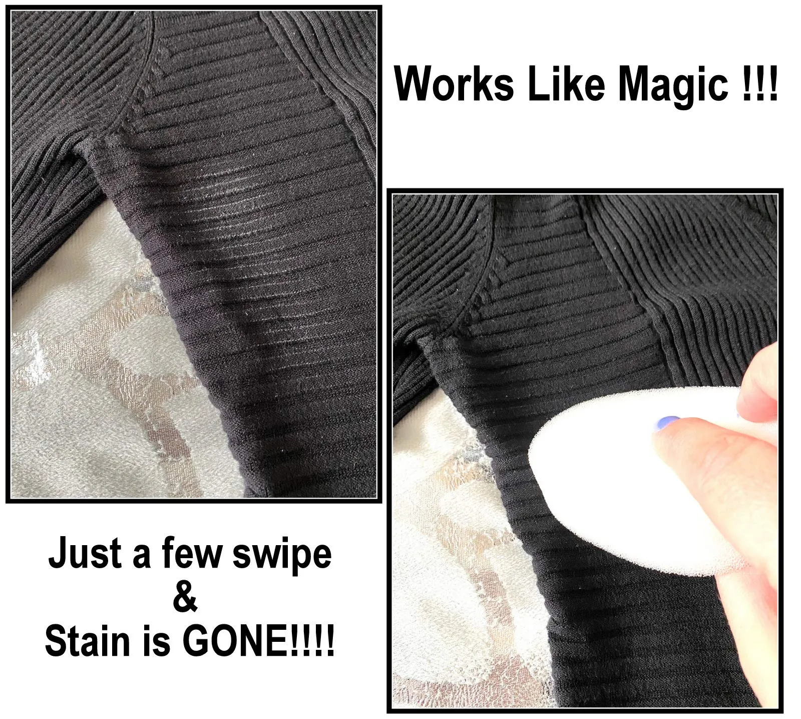 4pc Deodorant Streak Removing Sponge - Men Women Unisex - Instant Deodorant Streaks Remover Sponge - Vacation Business Trip Gym Work Home Keeps Your clothing Clean
