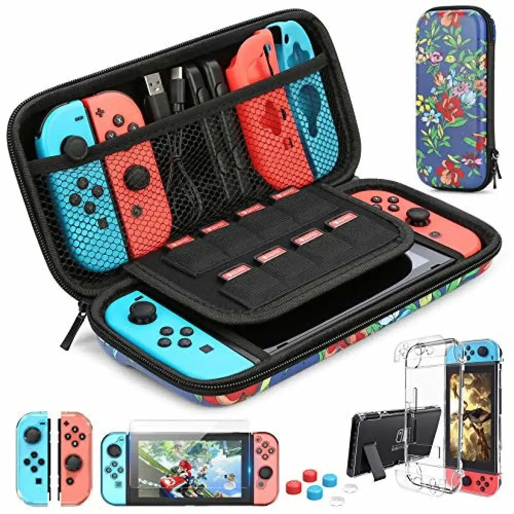 9 in 1 Switch Accessories Kit and 6 Pcs Thumb Grip for Nintendo Switch