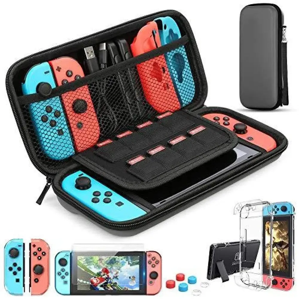 9 in 1 Switch Accessories Kit and 6 Pcs Thumb Grip for Nintendo Switch