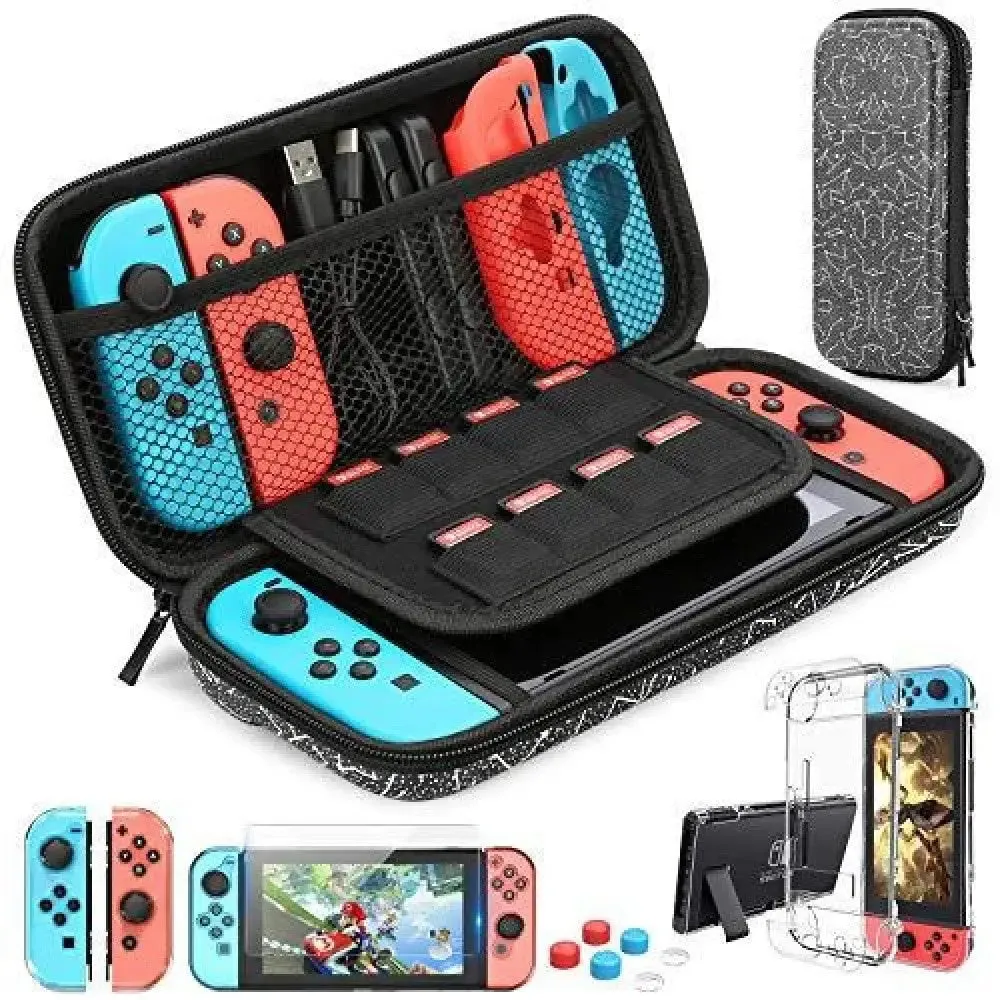 9 in 1 Switch Accessories Kit and 6 Pcs Thumb Grip for Nintendo Switch