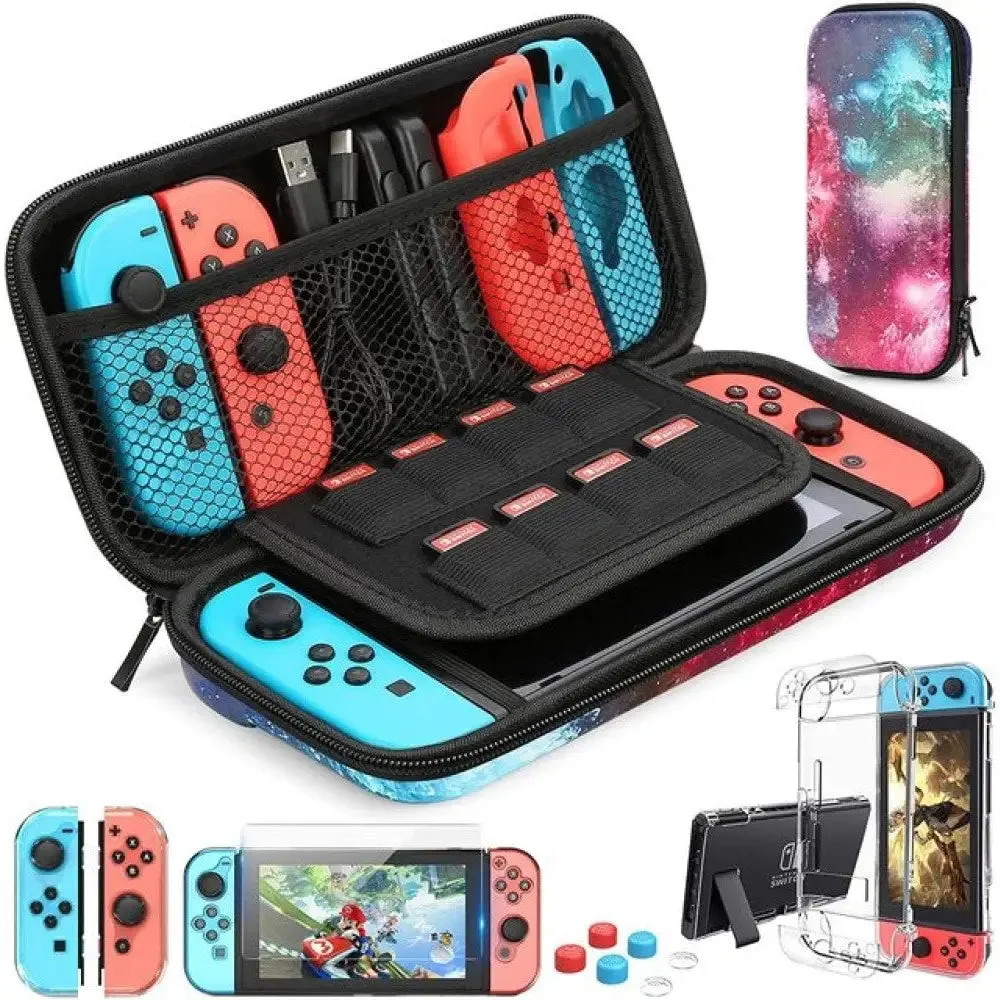 9 in 1 Switch Accessories Kit and 6 Pcs Thumb Grip for Nintendo Switch
