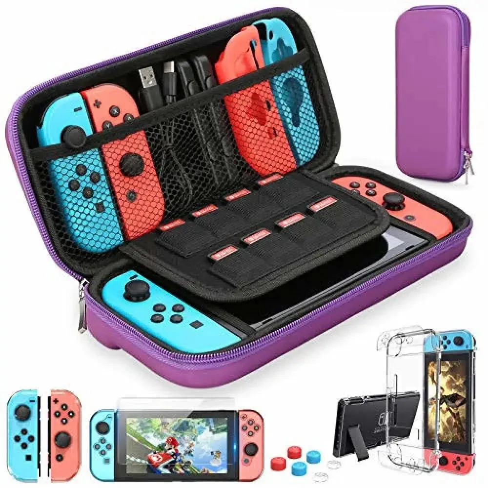 9 in 1 Switch Accessories Kit and 6 Pcs Thumb Grip for Nintendo Switch