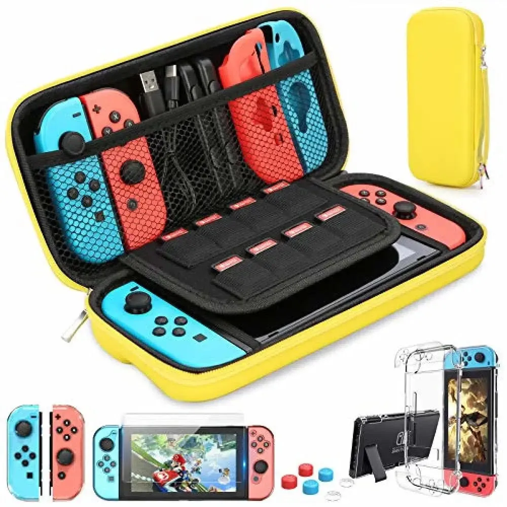 9 in 1 Switch Accessories Kit and 6 Pcs Thumb Grip for Nintendo Switch