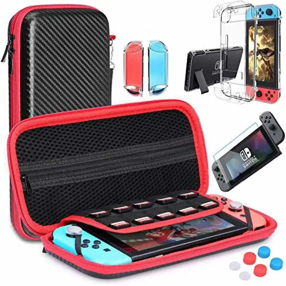 9 in 1 Switch Accessories Kit and 6 Pcs Thumb Grip for Nintendo Switch