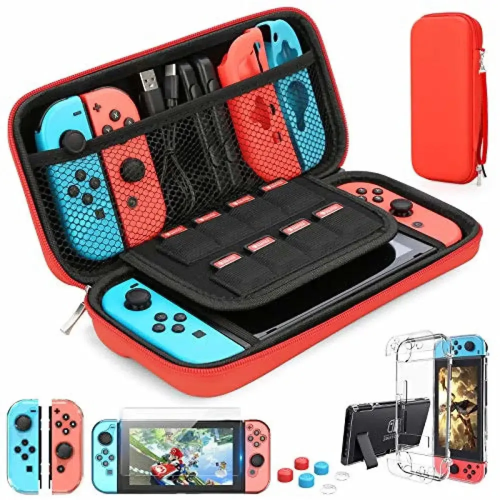 9 in 1 Switch Accessories Kit and 6 Pcs Thumb Grip for Nintendo Switch