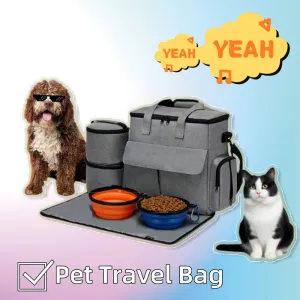 Dog Travel Bag Kit- Pet Bag Out Travel Convenient- Large-capacity Backpack Outdoor Travel Traveling -Storage Bag Mat