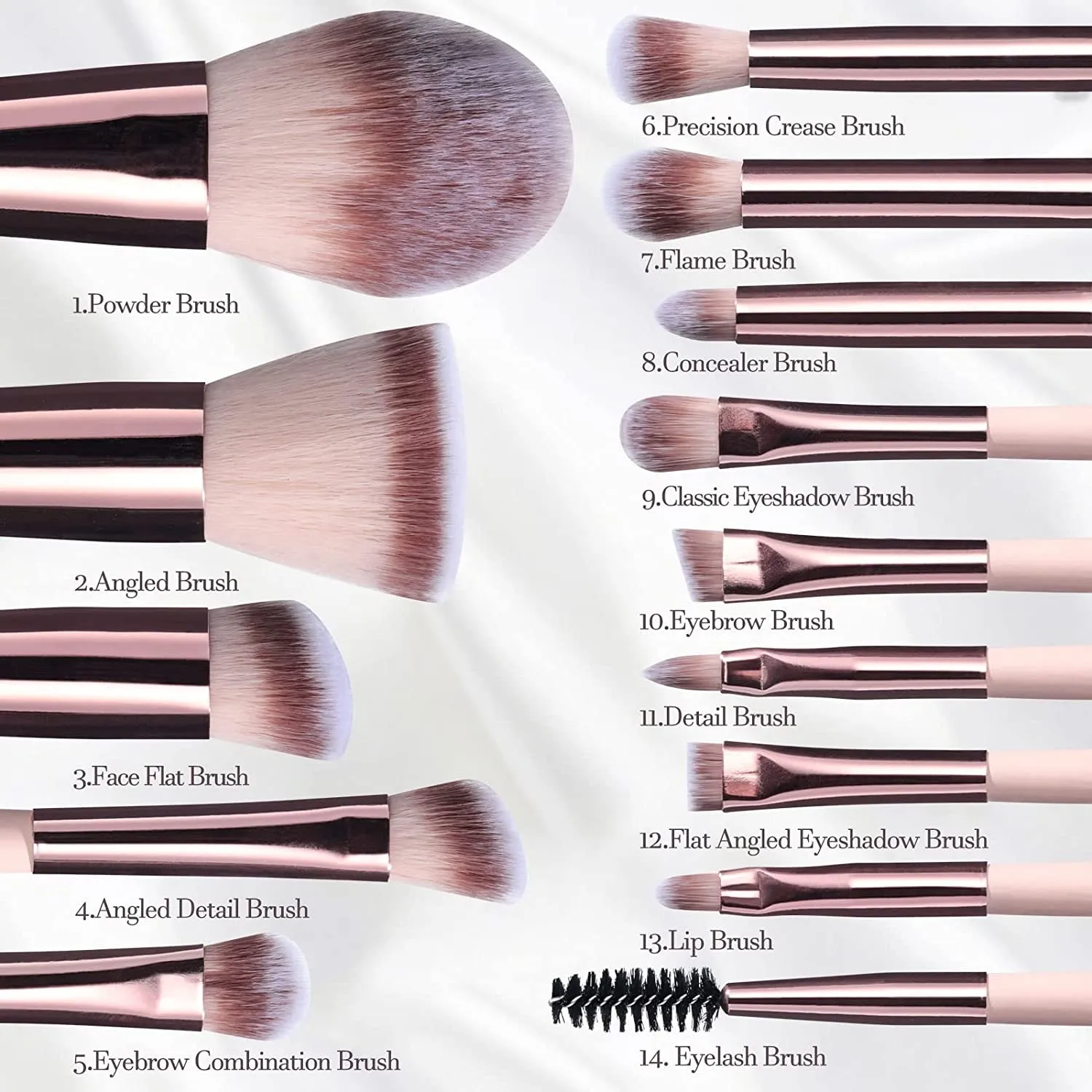 Eco-Friendly 14-Piece Travel Makeup Brush Set with LED Mirror for Flawless Application