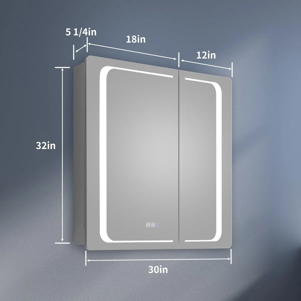 ExBrite 30" W x 32" H LED Lighted Bathroom Medicine Cabinet with Mirror Recessed or Surface Mounted LED Medicine Cabinet