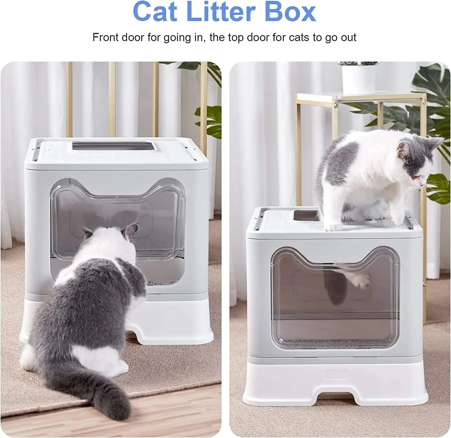 Foldable Hooded Cat Litter Box Scoop Drawer