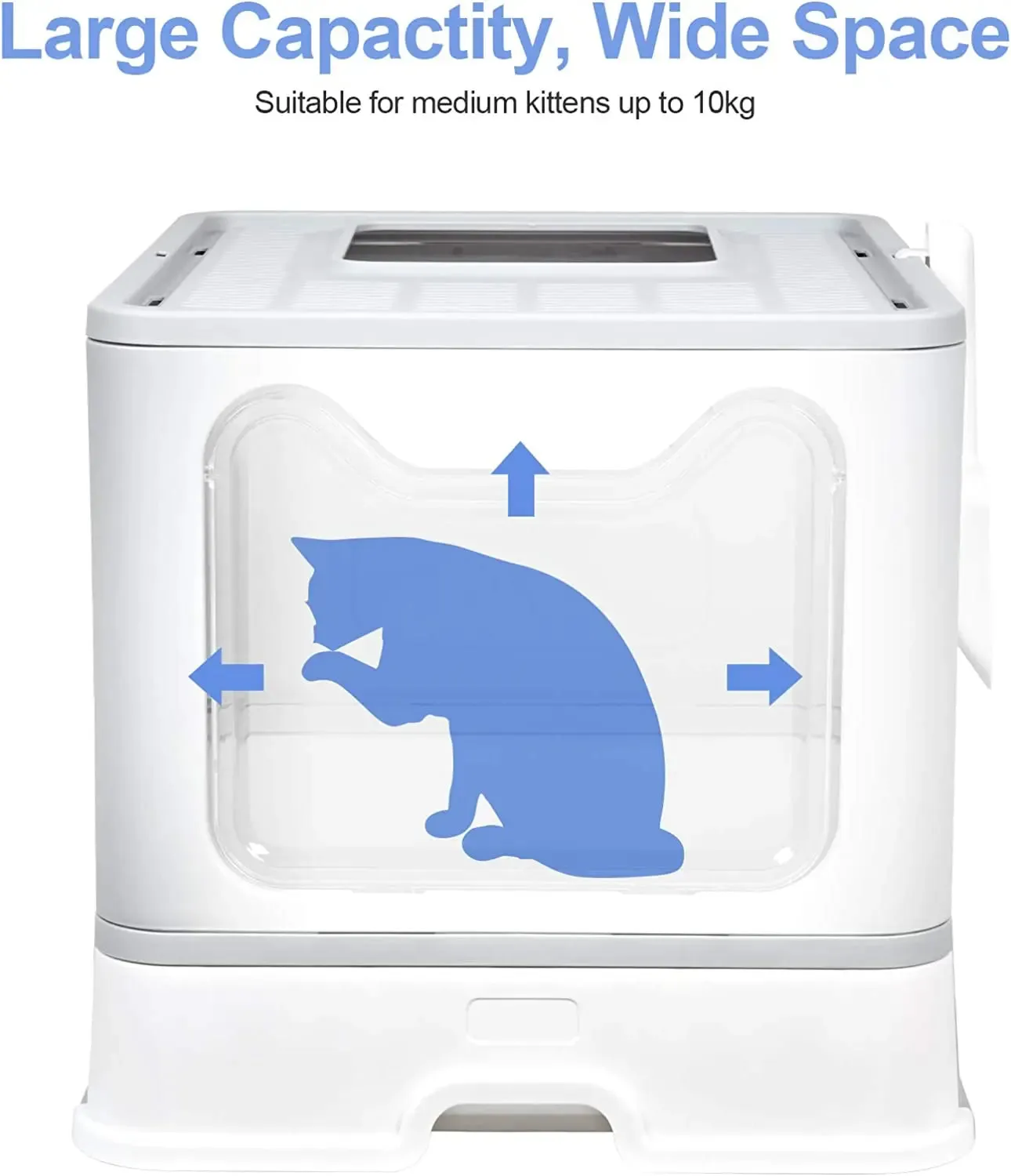 Foldable Hooded Cat Litter Box Scoop Drawer