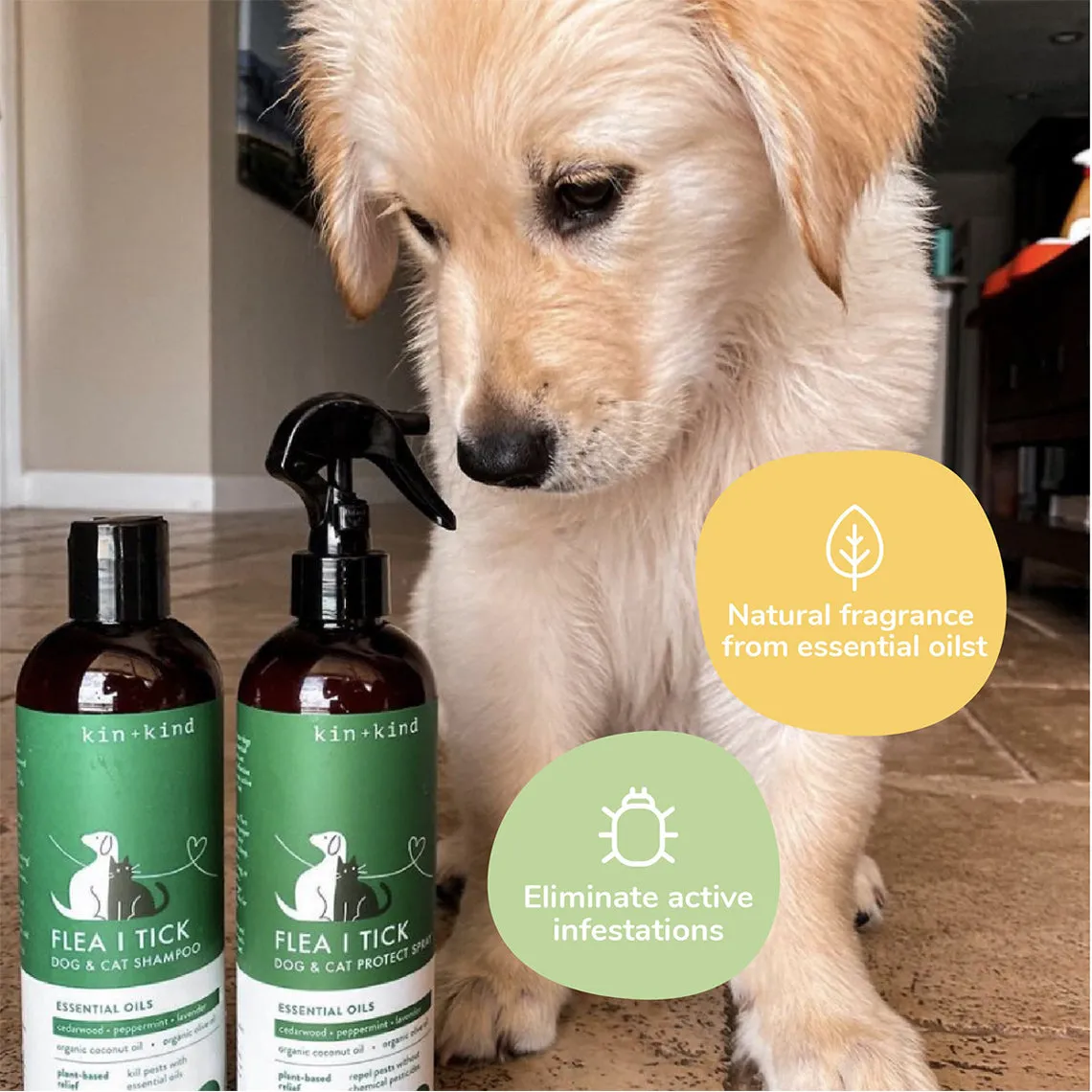 Kin   Kind Flea & Tick Shampoo for Dogs & Cats