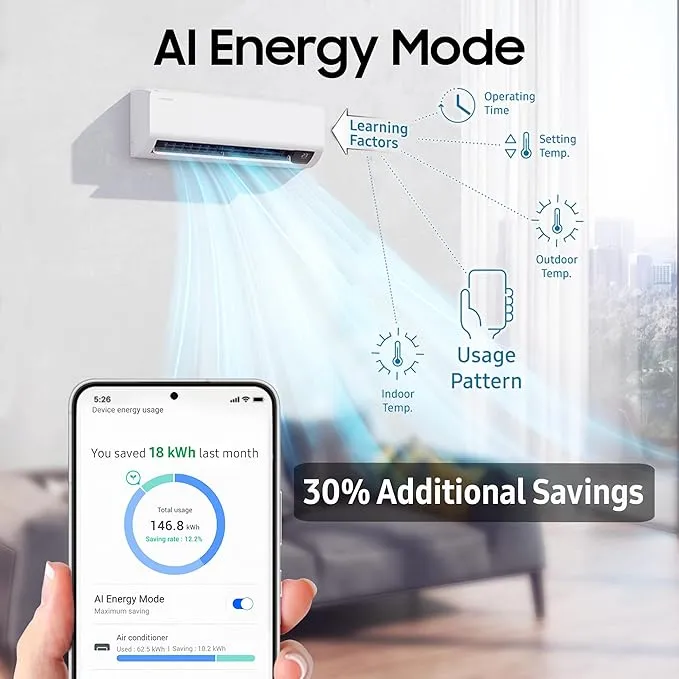 Samsung AR50F24D1XH 2 Ton 3 Star Inverter Smart Split AC ( White)