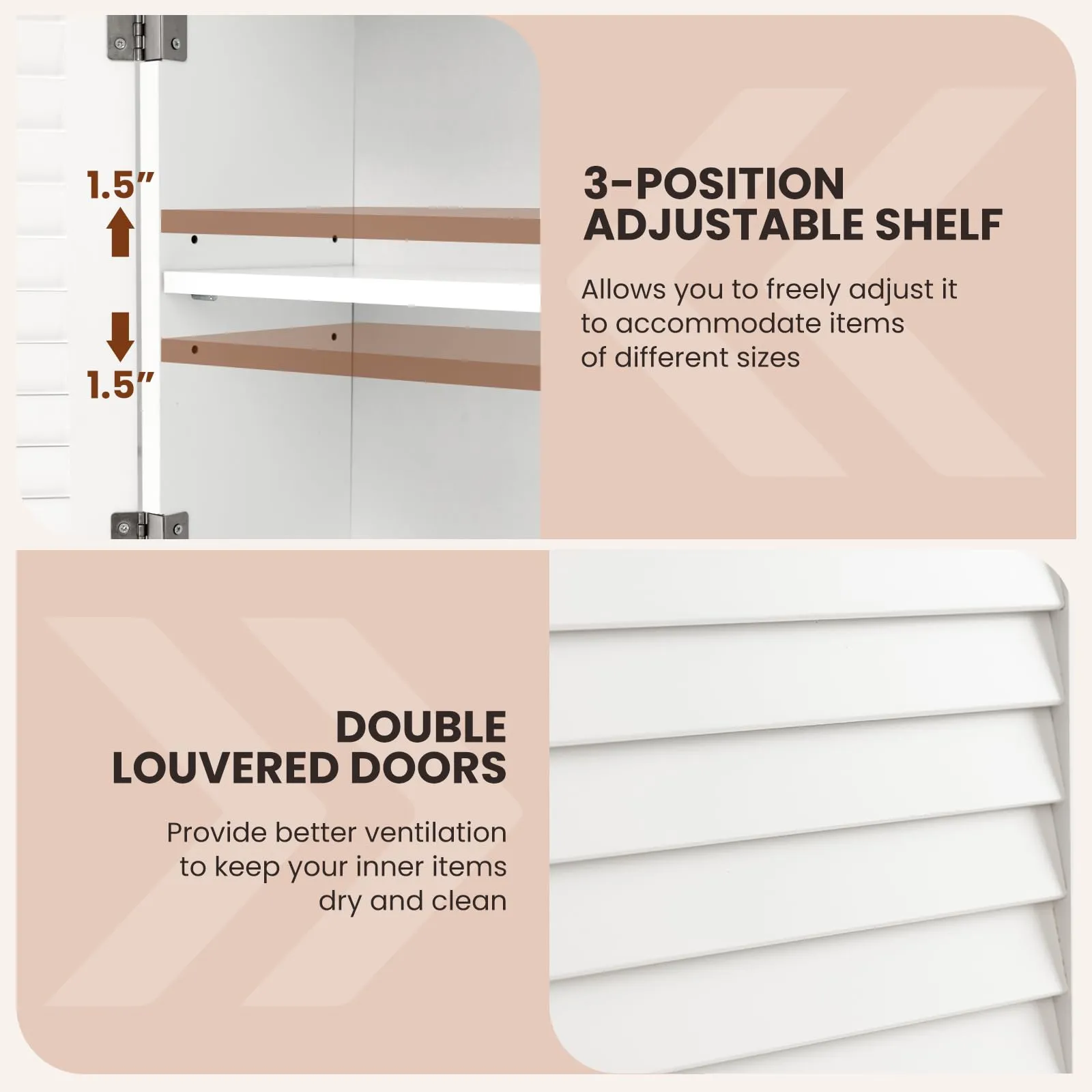 Tangkula Wall Mounted Bathroom Cabinet with Open Shelf & Bar