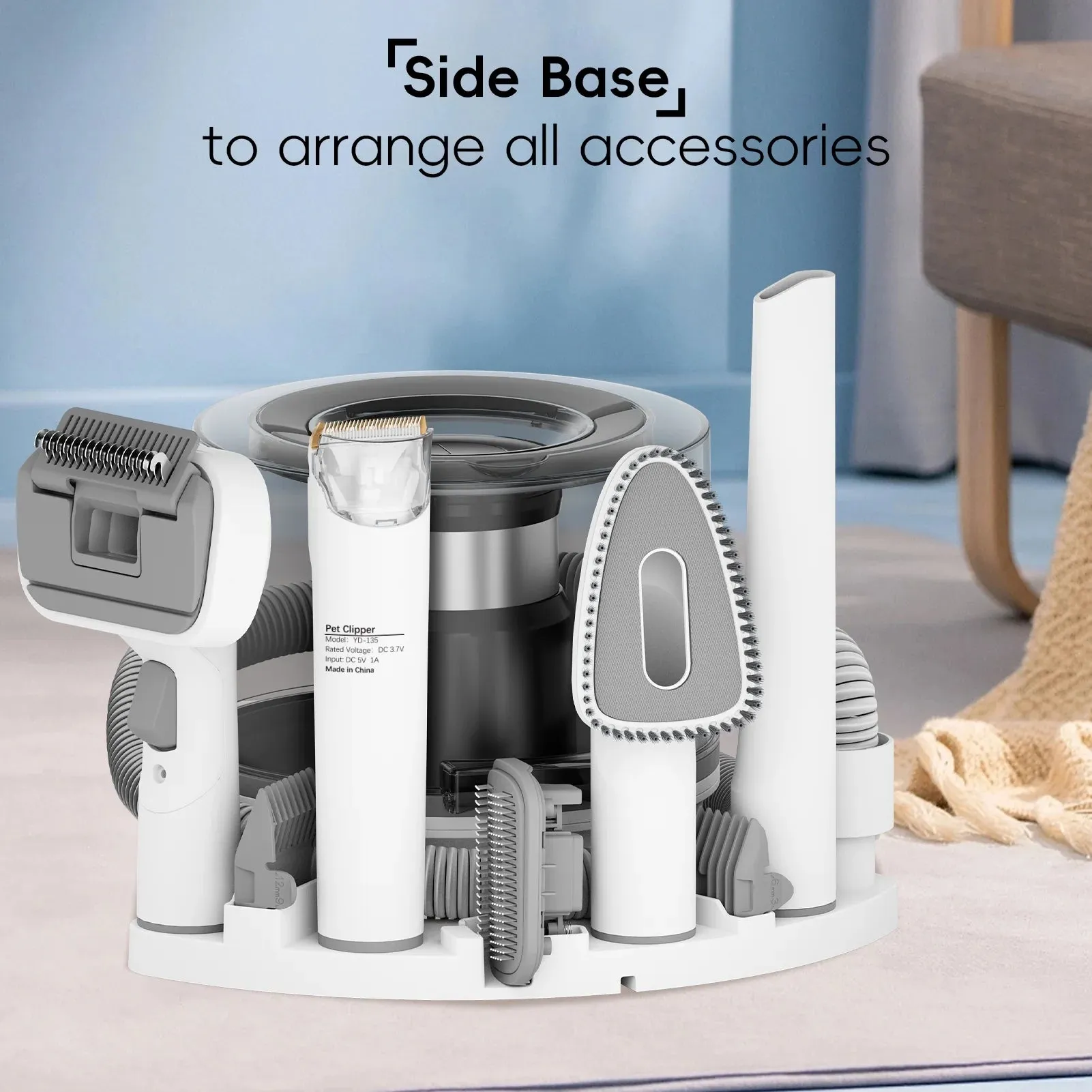 WHALL Pet Grooming Vacuum, Dog Hair Vacuum with 3 Modes, 5 In 1 Kit, 3L Large Dustbin, Low Noise
