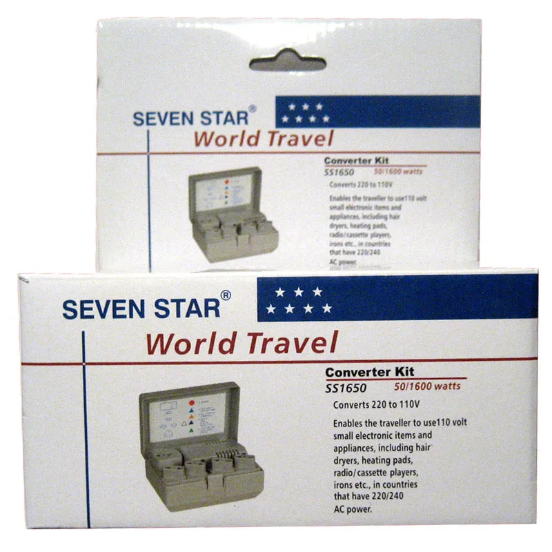 World Travel Voltage Converter Adapter Plug Power Kit 50-1600 Watt Ac Us Eu New